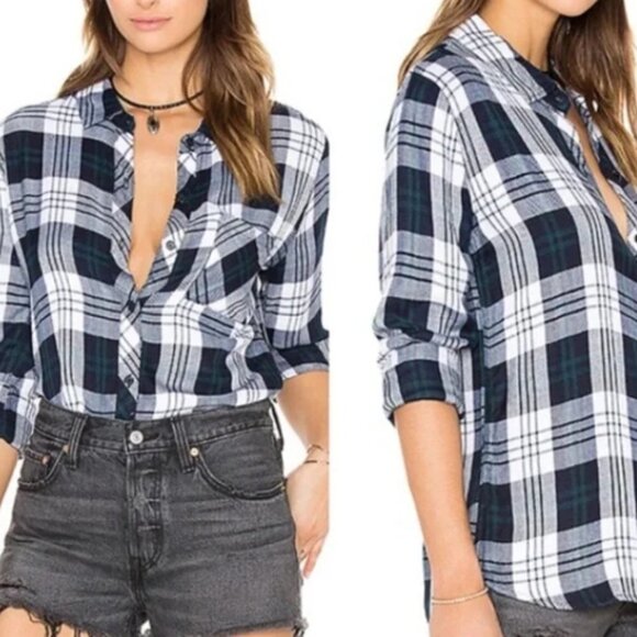 Rails Tops - 🦋 RAILS Hunter Button Up Plaid Flannel Navy Forest Size Small